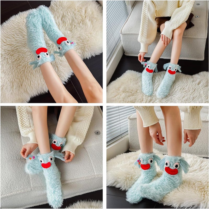 TFTSR Crazy Funny Fuzzy Silly Socks for Kids Women,Girls Fluffy Slipper Novelty Fun Socks,Boy Men Cute Cozy Soft Animal Socks - Image 3